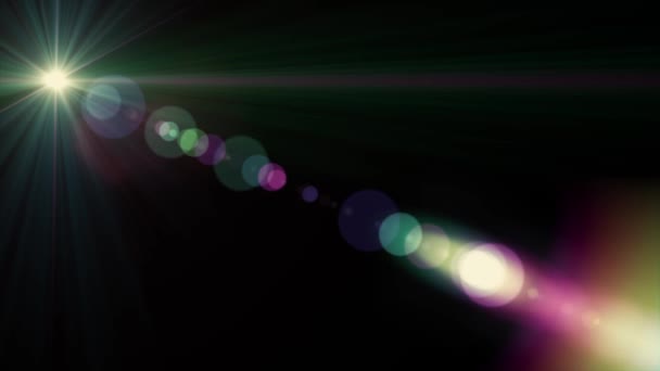 Feux de soleil horizontaux lentille optique fusées éclairantes animation fond d'art - nouvelle qualité lumière naturelle lampe rayons effet dynamique coloré lumineux séquences vidéo — Video