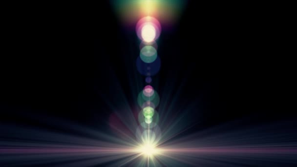 Staande zon bewegende lichten optische lens flares glanzende animatie kunst achtergrond - nieuwe kwaliteit natuurlijke verlichting lamp stralen effect dynamische kleurrijke heldere videobeelden — Stockvideo