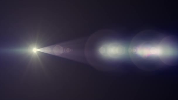 Горизонтальное солнце движущиеся огни оптические линзы вспышки блестящий анимационный фон искусства - новое качество естественного освещения лампы лучи эффект динамические красочные яркие видео кадры — стоковое видео
