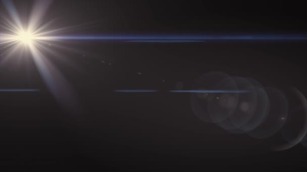 Horizontale zon bewegende lichten optische lens flares glanzende animatie kunst achtergrond - nieuwe kwaliteit natuurlijke verlichting lamp stralen effect dynamische kleurrijke heldere videobeelden — Stockvideo