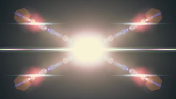 explosion symétrique lumières flash lentille optique fusées éclairantes transition brillante animation boucle sans couture art fond nouvelle qualité lumière naturelle lampe rayons effet dynamique coloré lumineux vidéo 