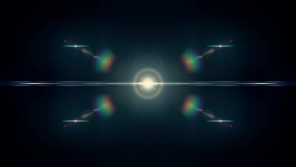 Symetrické výbuch světla optické čočky světlice přechod lesklý animace bezešvé smyčka umění pozadí nová kvalita přirozené osvětlení lampy paprsky efekt dynamické barevné jasný video záběry — Stock video