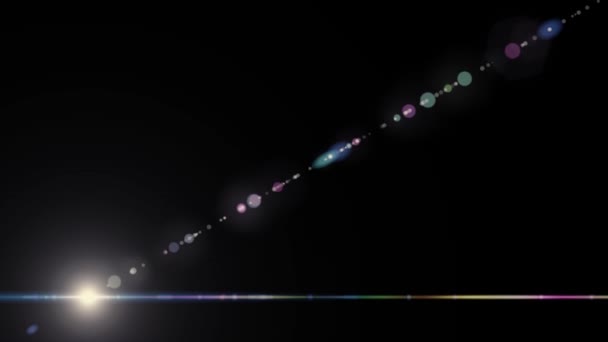 Діагональні рухомі вогні оптична лінза спалахує блискучий анімаційний арт-фоновий цикл нової якості природного освітлення лампи промені ефект динамічний барвистий яскравий відеозапис — стокове відео