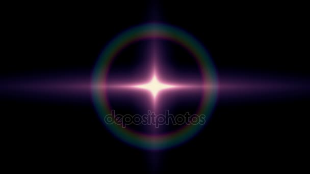 Solitaria sol púrpura estrella parpadeo brillo arco iris halo luces ópticas lente destellos brillante animación arte fondo - nueva calidad iluminación natural lámpara rayos efecto dinámico colorido brillante vídeo — Vídeos de Stock