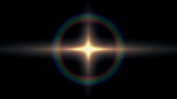 Solitário sol dourado estrela cintilação brilho arco-íris halo luzes lente óptica chama brilhante animação arte fundo - nova qualidade natural iluminação lâmpada raios efeito dinâmico colorido brilhante vídeo footage — Vídeo de Stock