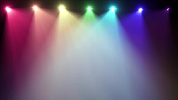 Regenbogenscheinwerfer schalten optische Linse Fackeln glänzende Animation Kunst Hintergrund - neue Qualität natürliches Licht Lampenstrahlen Effekt dynamische bunte helle Videoaufnahmen — Stockvideo