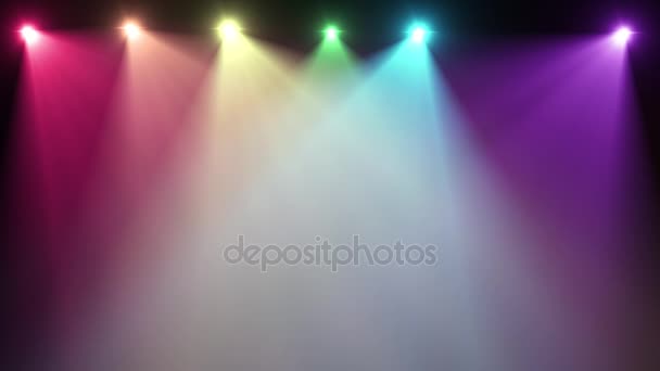 Regenboog schijnwerpers beurt in- en uitschakelen in willekeurige volgorde optische lens flares glanzende animatie kunst achtergrond - nieuwe kwaliteit natuurlijke verlichting lamp stralen effect dynamische kleurrijke heldere videobeelden — Stockvideo