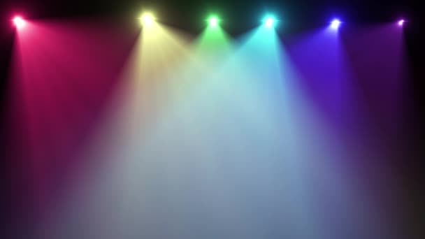 Rainbow strålkastare slå på och stänga i slumpmässig ordning optisk lins nödraketer glänsande animation konst bakgrund - ny kvalitet naturlig belysning lampa strålar effekt dynamiska färgglada ljusa videofilmer — Stockvideo
