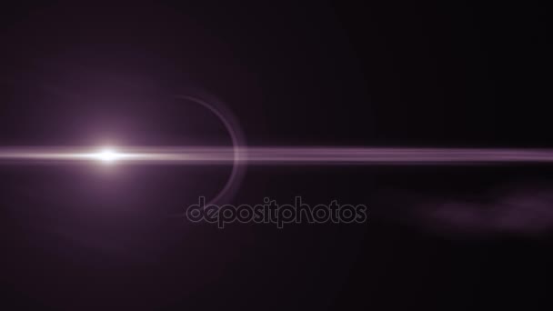Horizontální purpurové slunce pohybující se světla optické čočky světlice překrytí lesklé animace umění pozadí - nové kvalitní přirozené osvětlení lampy paprsky efekt dynamické barevné světlé video záběrů — Stock video