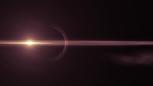 Horizontální zlaté slunce pohybující se světla optické čočky světlice překrytí lesklé animace umění pozadí - nové kvalitní přirozené osvětlení lampy paprsky efekt dynamické barevné světlé video záběrů — Stock video