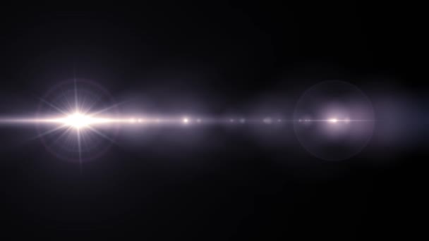 Lumières mobiles blanches horizontales lentille optique fusées éclairantes superposition brillant animation fond d'art - nouvelle qualité lumière naturelle lampe rayons effet dynamique coloré lumineux séquences vidéo — Video