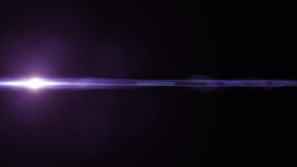 Luces móviles púrpuras horizontales lente óptica bengalas superposición brillante animación arte fondo - nueva calidad iluminación natural lámpara rayos efecto dinámico colorido brillante vídeo — Vídeos de Stock