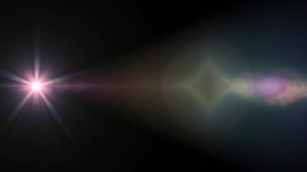 Horizontale regenboog bewegende lichten optische lens flares overlay glanzende animatie kunst achtergrond - nieuwe kwaliteit natuurlijke verlichting lamp stralen effect dynamische kleurrijke heldere videobeelden — Stockvideo