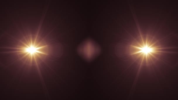 2 csillagok ütközés robbanás villanás fények optikai lencse trapéznadrág fényes animáció varrat nélküli hurok művészeti háttér új minőségű természetes világítás lámpa sugarak hatása dinamikus színes világos videofelvétel — Stock videók