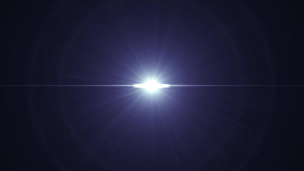 Center flickering star blue sun lights optical lens flares shiny animation art background loop new quality natural lighting lamp rays effect dynamic colorful bright video footage — Stock Video
