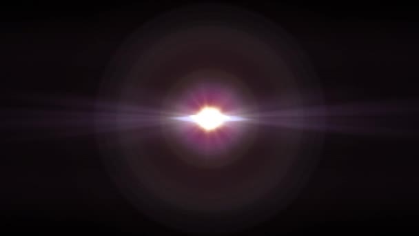 Κέντρο τρεμοπαίζει οπτικό φακό φώτα αστέρι ήλιο φωτοβολίδες λαμπερά animation τέχνης βρόχο νέα ποιότητα φυσικού φωτισμού λαμπτήρα ακτίνες επίδραση δυναμική πολύχρωμο φωτεινό βιντεοσκοπημένων εικονών υποβάθρου — Αρχείο Βίντεο