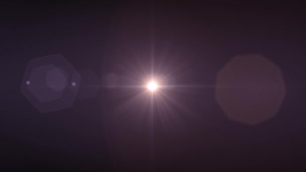 Center som flimmer stjärna solen lyser optisk lins nödraketer glänsande animation konst bakgrund loop nya kvalitet naturlig belysning lampa strålar effekt dynamiska färgglada ljusa videofilmer — Stockvideo