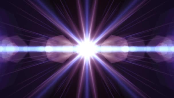 Szimmetrikus robbanás villanás fények optikai lencse fáklyák átmenet fényes animáció zökkenőmentes hurok művészet háttér új minőségű természetes világítás lámpa sugarak hatás dinamikus színes fényes videó felvételek — Stock videók