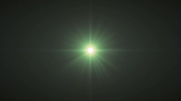 Center flickering star sun green lights optical lens flares shiny animation art background loop new quality natural lighting lamp rays effect dynamic colorful bright video footage — Stock Video