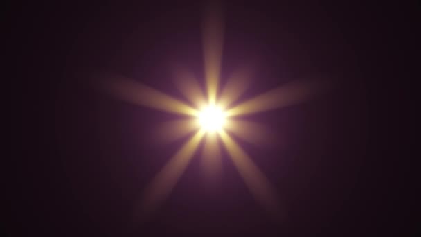 点滅星太陽ライト光学レンズ センター フレア光沢のあるアニメーション美術背景ループ新しい品質自然照明ランプ光線効果動的カラフルな明るい映像 — ストック動画
