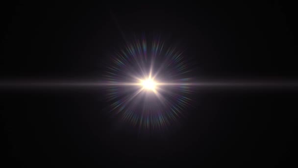 Centro parpadeante estrella sol luces lente óptica llamaradas animación brillante arte fondo bucle nueva calidad iluminación natural lámpara rayos efecto dinámico colorido brillante vídeo — Vídeos de Stock