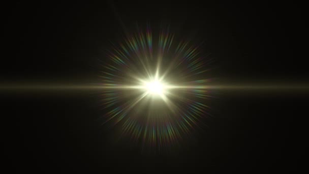 Centru pâlpâind lumina soarelui lumina optică lentile aprinse strălucitoare animație artă buclă de fundal nouă calitate iluminat natural lampă raze efect dinamic colorate imagini video luminoase — Videoclip de stoc