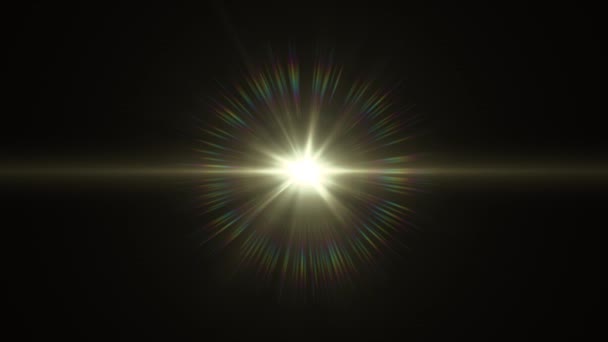 Centrum flikkerende sterren zon lichten optische lens flares glanzende animatie kunst achtergrond lus nieuwe kwaliteit natuurlijke verlichting lamp stralen effect dynamische kleurrijke heldere videobeelden — Stockvideo