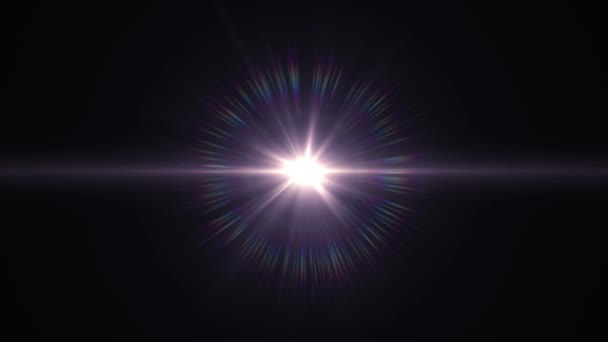 Center flickering star sun lights optical lens flares shiny animation art background loop new quality natural lighting lamp rays effect dynamic colorful bright video footage — Stock Video