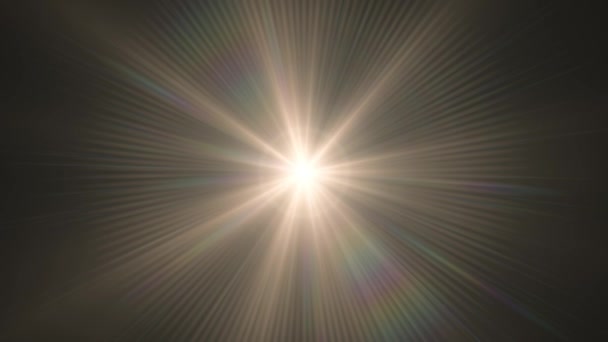 Centro parpadeante estrella sol luces lente óptica llamaradas animación brillante arte fondo bucle nueva calidad iluminación natural lámpara rayos efecto dinámico colorido brillante vídeo — Vídeos de Stock