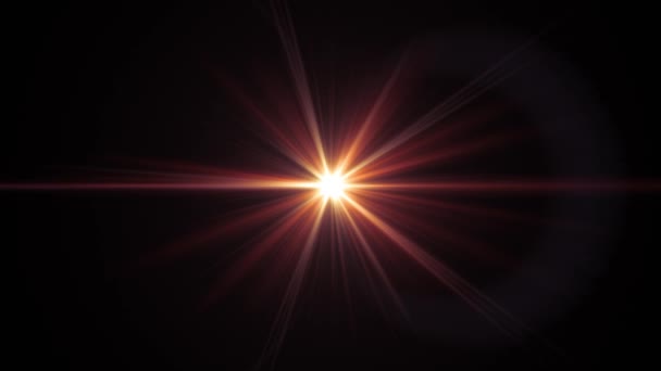 Centro parpadeante estrella sol luces lente óptica llamaradas animación brillante arte fondo bucle nueva calidad iluminación natural lámpara rayos efecto dinámico colorido brillante vídeo — Vídeos de Stock