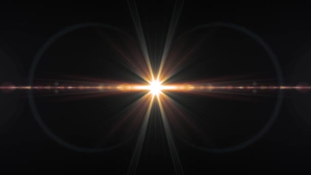 Centre scintillant étoile soleil lumières optique lentille fusées éclairantes animation art fond boucle nouvelle qualité lumière naturelle lampe rayons effet dynamique coloré lumineux vidéo — Video