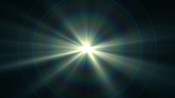 Center villódzó csillagos sun fény optikai lencse trapéznadrág fényes animáció művészeti háttér hurok új minőségű természetes világítás lámpa sugarak hatása dinamikus színes világos videofelvétel — Stock videók