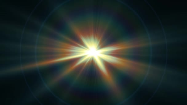 Centro tremolante stella sole luci ottiche lente brillanti animazione arte sfondo loop nuova qualità naturale illuminazione lampada raggi effetto dinamico colorato luminoso video — Video Stock