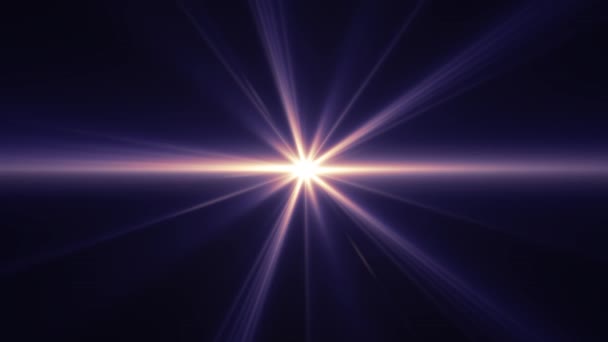 Center som flimmer stjärna solen lyser optisk lins nödraketer glänsande animation konst bakgrund loop nya kvalitet naturlig belysning lampa strålar effekt dynamiska färgglada ljusa videofilmer — Stockvideo