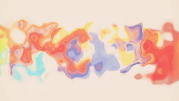 デジタル乱流虹色ペイント スプラッタ白い抽象アニメーション背景新しいユニークな品質カラフルなうれしそうな美しい動き動的なビデオ映像で混合 — ストック動画