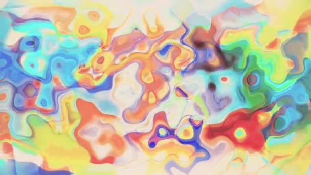 Digitale turbulente Regenbogenfarbe Farbspritzer Mischen auf weißem abstrakten Animationshintergrund neue einzigartige Qualität bunt fröhlich schöne bewegungsdynamische Videomaterial — Stockvideo