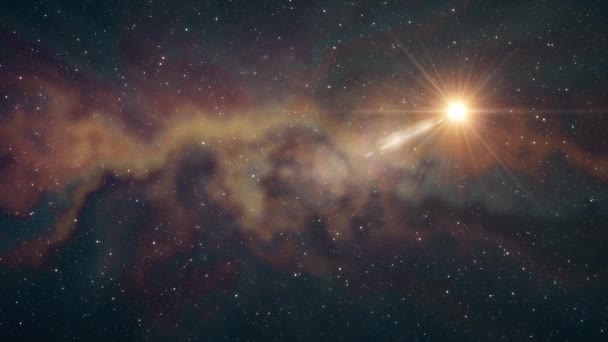 Samotna Gwiazda duża migotanie połysk w miękkie ruchomych mgławicy gwiazdy noc niebo animacji tła nowe jakości charakter sceniczny fajne kolorowe światła materiału wideo — Wideo stockowe