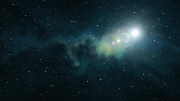 Samotna Gwiazda duża migotanie połysk w miękkie ruchomych mgławicy gwiazdy noc niebo animacji tła nowe jakości charakter sceniczny fajne kolorowe światła materiału wideo — Wideo stockowe