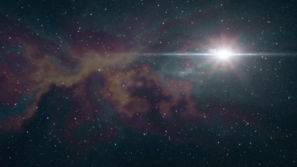 Ensam stor stjärna flimmer glans i mjukt rörliga nebulosa stjärnor natt himlen animation bakgrund nya kvalitet naturen natursköna cool färgglada ljus videofilmer — Stockvideo