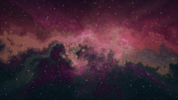 Soft moving nebula space stars night sky animation background new quality nature scenic school cool education colorful light video footage — Stock Video