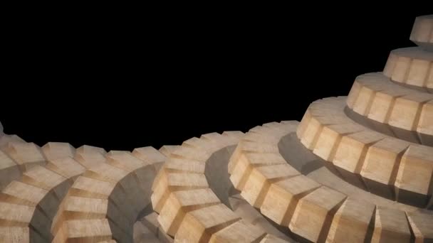 Lombriz serpiente espina dorsal como engranajes de madera 3d mecanismo giratorio lazo sin costura animación abstracta fondo nueva calidad colorido fresco bonito vídeo hermoso metraje — Vídeo de stock