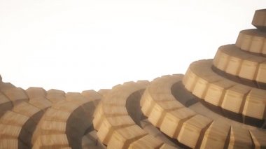 Yılan solucan omurga gibi 3d ahşap vites mekanizması sorunsuz döngü soyut animasyon arka plan yeni kalite renkli serin güzel güzel video görüntüleri döndürme