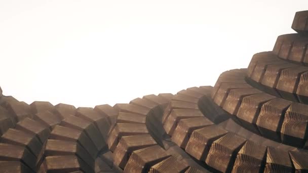 Lombriz serpiente espina dorsal como engranajes de madera 3d mecanismo giratorio lazo sin costura animación abstracta fondo nueva calidad colorido fresco bonito vídeo hermoso metraje — Vídeo de stock