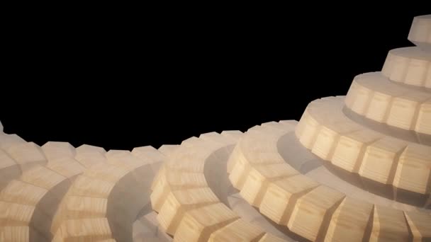 蛇蠕虫脊椎像3d 木制齿轮旋转机构无缝循环抽象动画背景新质量彩色酷漂亮的视频画面 — 图库视频影像