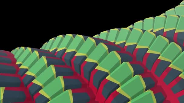 Schlangenwurm Stachel wie 3d native gestreifte Zahnräder Drehmechanismus nahtlose Schleife abstrakte Animation Hintergrund neue Qualität bunt cool schön schöne Videoaufnahmen — Stockvideo