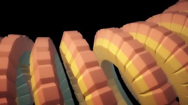 Yılan solucan omurga gibi 3d yerel dizili vites mekanizması sorunsuz döngü soyut animasyon arka plan yeni kalite renkli serin güzel güzel video görüntüleri döndürme