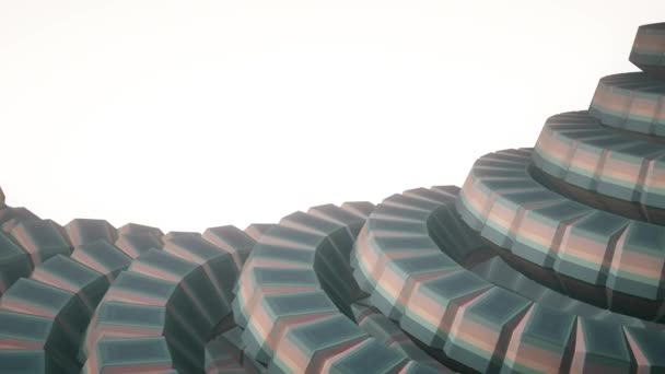 3 d ネイティブ ストライプ歯車機構シームレス ループ抽象アニメーション背景新しい品質カラフルなクールな素敵な美しい映像を回転のようなヘビのワーム背骨 — ストック動画