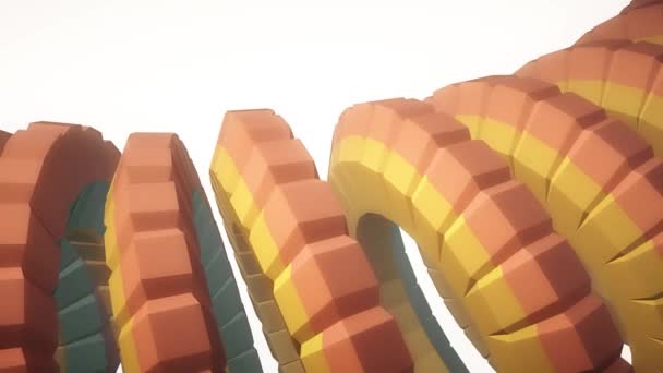 蛇蠕虫脊柱像3d 国产条纹齿轮旋转机构无缝循环抽象动画背景新质量彩色酷漂亮的视频画面 — 图库视频影像