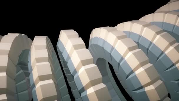 3 d ネイティブ ストライプ歯車機構シームレス ループ抽象アニメーション背景新しい品質カラフルなクールな素敵な美しい映像を回転のようなヘビのワーム背骨 — ストック動画