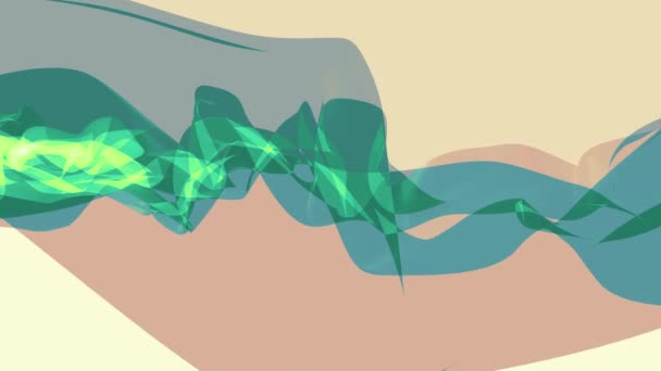 Mjuk rök gröna sidenband skonsam flöde viftande digital simulering turbulenta abstrakt animation bakgrund nya kvalitet dynamiska konst rörelse färgglada cool trevlig vacker 4k videofilmer — Stockvideo